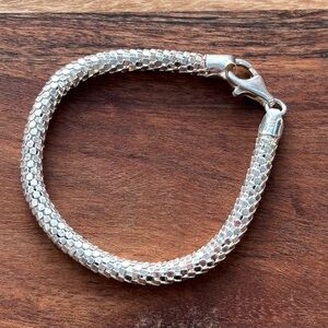 Sterling Silver Hollow Mesh Bracelet